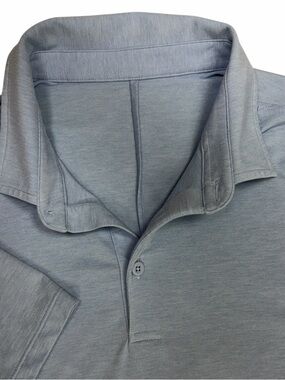 Lululemon Evolution Polo Shirt Mens Medium Blue Short Sleeve Performance Golf